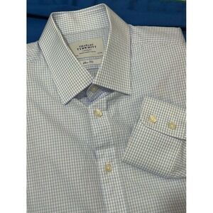 Charles Tyrwhitt Slim Fit Gingham Dress Shirt Mens 16.5 36 Blue White FC570Sky